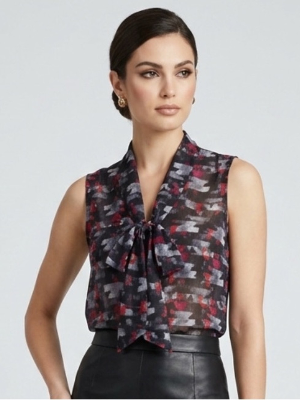Kirna Zabête| Sheer Tie Neck Button Down T…
